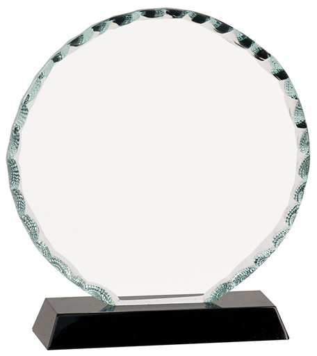 [FC22] 6 1/2" Round Facet Glass on Black Base