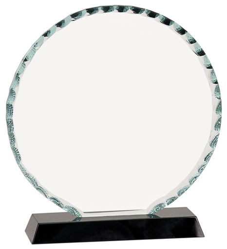 [FC23] 7 1/2" Round Facet Glass on Black Base