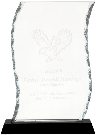 [FC32] 8 1/4" Scroll Facet Glass on Black Base