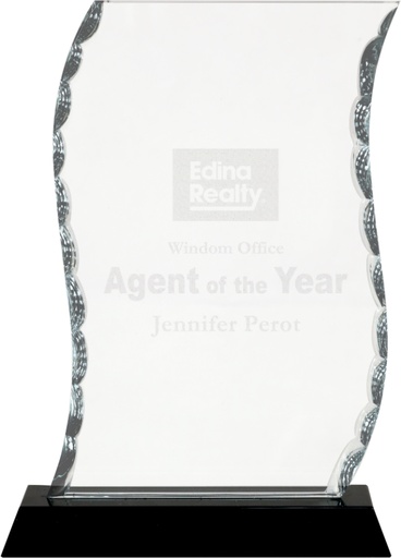 [FC31] 7 1/2" Scroll Facet Glass on Black Base