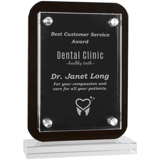 [GFP101] 5 1/2" x 7 3/4" Black Floating Glass Standup Plaque