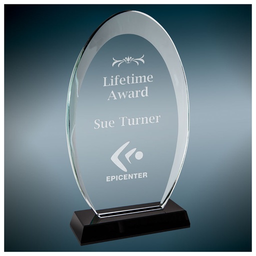 [HLG102BK] 8 3/4" Oval Halo Glass with Black Base