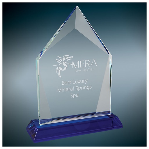 [HLG103BU] 7 3/4" Diamond Halo Glass with Blue Base