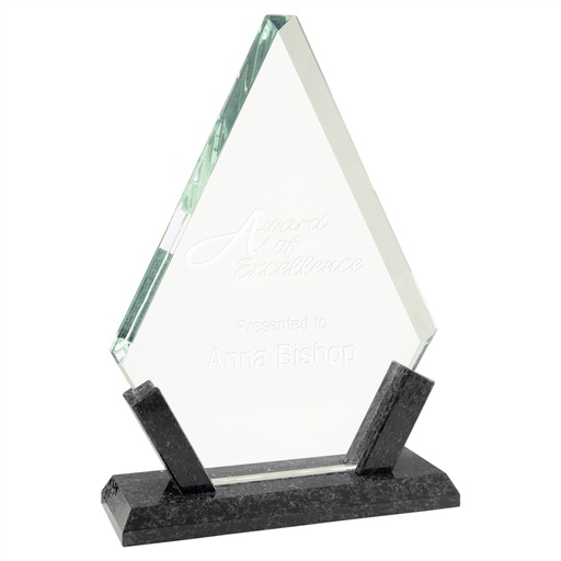 [MBG12] 8 1/4" Diamond Glass with Black Marble Base