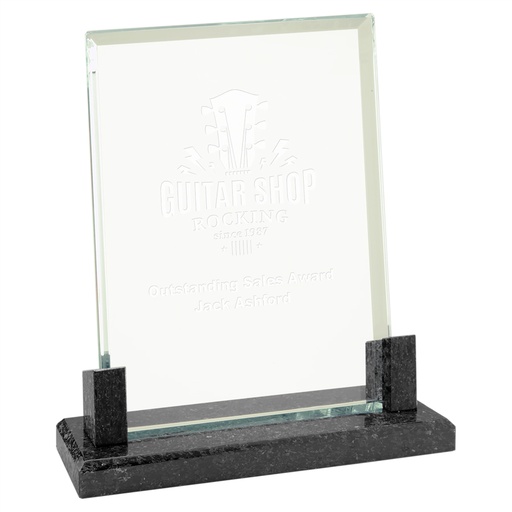 [MBG21] 7" Rectangle Glass with Black Marble Base