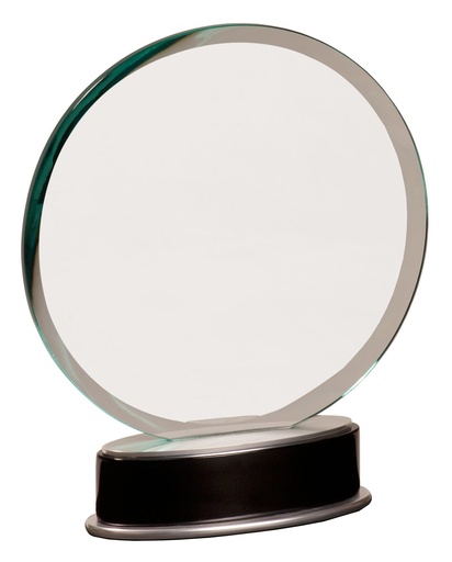 [MGL012] 9" Jade Round Metro Glass with Silver and Black Piano Finish Base