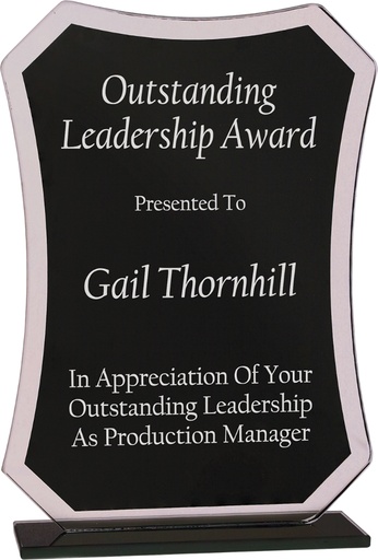 [RFG11] 6 1/2" Black Rectangle Reflection Glass Award