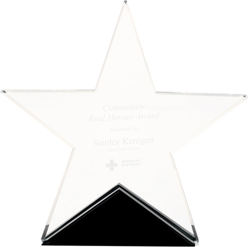 [STG21] 5 3/4" x 5 1/2" Clear Glass Star on Black Base