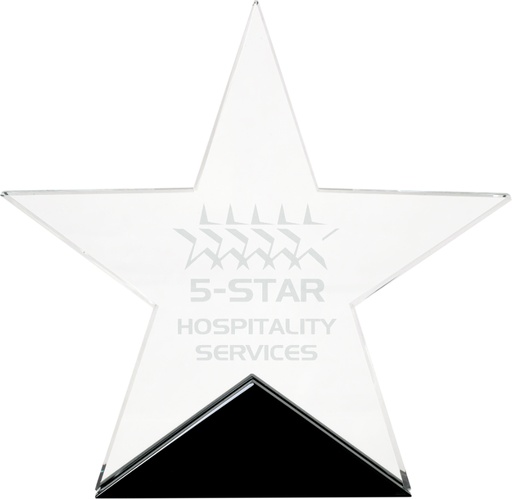 [STG22] 6 3/4" x 6 1/2" Clear Glass Star on Black Base