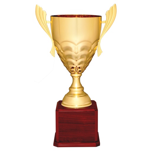 [CMC938G] 21" Gold Completed Metal Cup Trophy on Rosewood Royal Piano Finish Base