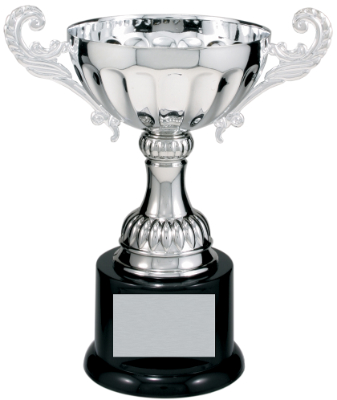 [CMC102S] 7 1/2" Silver Completed Metal Cup Trophy on Plastic Base