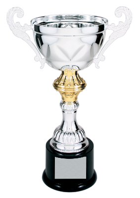 [CMC203S] 11 1/2" Silver Completed Metal Cup Trophy on Plastic Base