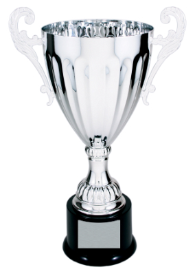 [CMC304S] 13 1/4" Silver Completed Metal Cup Trophy on Plastic Base