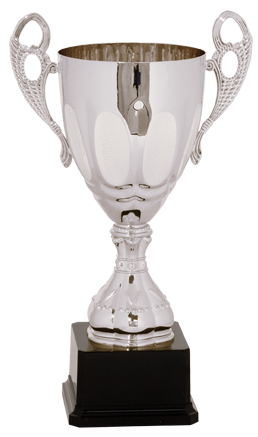 [CMC702S] 13" Silver Completed Metal Cup Trophy on Plastic Base