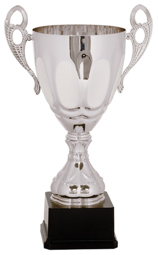 [CMC704S] 15 3/4" Silver Completed Metal Cup Trophy on Plastic Base
