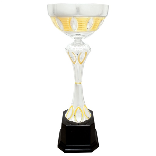 [CMC296] 16 1/2" Silver/Gold Completed Metal Cup Trophy on Plastic Base