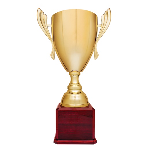 [CMC932G] 26 1/2" Gold Completed Metal Cup Trophy on Rosewood Royal Piano Finish Base