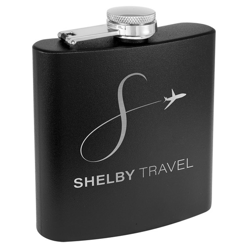 [FSK502] 6 oz. Matte Black Powder Coated Laserable Stainless Steel Flask