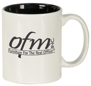 [LMG31] 11 oz. White/Black Ceramic Round LazerMug