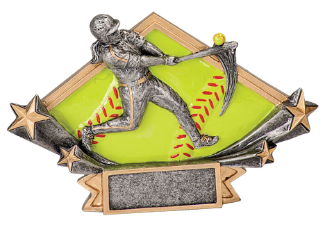 [DSR17] 6 1/4" x 4 1/4" Female Softball Diamond Star Resin