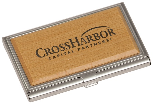 [GFT130] 3 3/4" x 2 1/2" Metal/Wood Business Card Holder