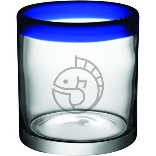 [GLS-A020312B] Acopa Tropic 12 oz. Rocks / Old Fashioned Glass with Blue Rim