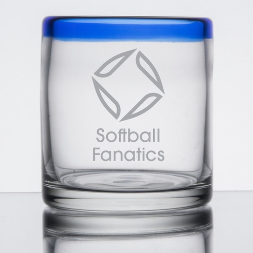 [GLS-L92302] Libbey 92302 Aruba 12 oz. Rocks / Old Fashioned Glass with Cobalt Blue Rim