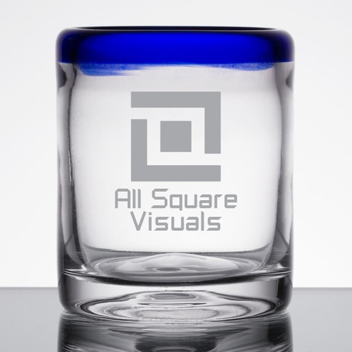 [GLS-L92313] Libbey 92313 Aruba 10 oz. Rocks / Old Fashioned Glass with Cobalt Blue Rim