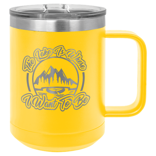 [LCM116] Polar Camel 15 oz. Yellow Vacuum Insulated Mug with Slider Lid