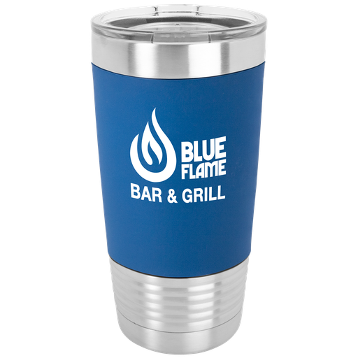 [LTM5403] 20 oz. Blue/White Polar Camel Tumbler with Silicone Grip and Clear Lid