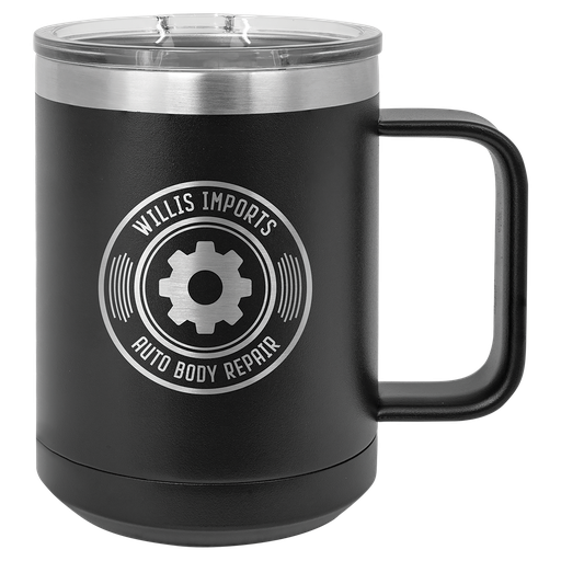 [LCM102] Polar Camel 15 oz. Black Vacuum Insulated Mug with Slider Lid