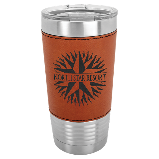 [LTM5204] 20 oz. Rawhide Laserable Leatherette Polar Camel Tumbler with Clear Lid