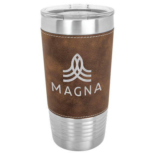 [LTM5208] 20 oz. Rustic/Silver Laserable Leatherette Polar Camel Tumbler with Clear Lid