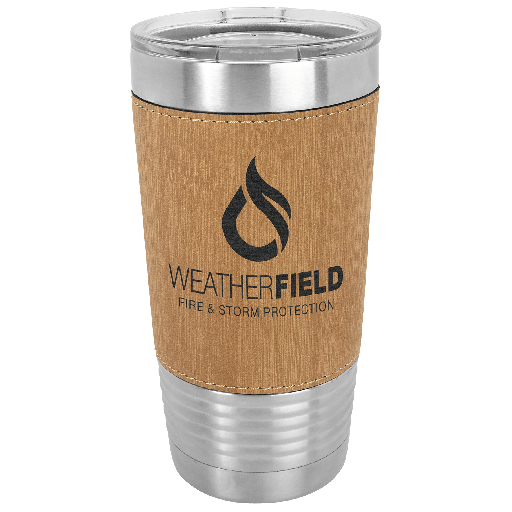[LTM5210] 20 oz. Bamboo Laserable Leatherette Polar Camel Tumbler with Clear Lid